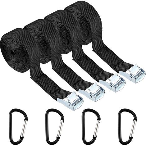 4 sangles de serrage 100cm avec boucle à came pour porte-vélos et bagages