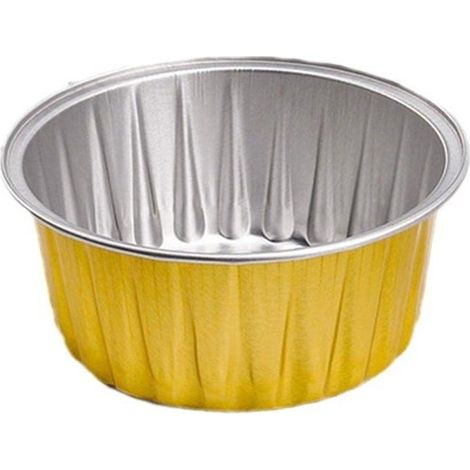 50 wiederverwendbare Aluminium-Förmchen (130 ml) für Cupcakes, Mini-Puddings und Partys, ideal für Weihnachten und andere festliche Anlässe. Farbe: Gold (1/5)