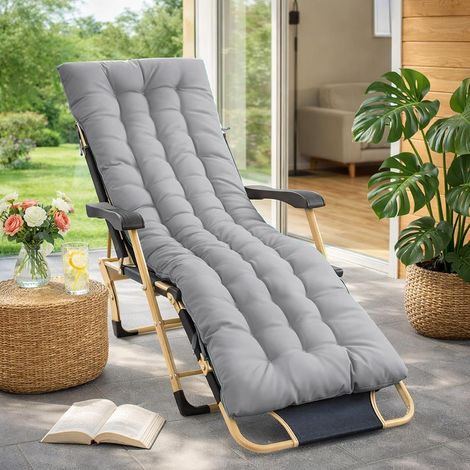Coussins pour Bains De Soleil，170x53x8 CM Chaise Longue Jardin，Matelas Transat Bain De Soleil Chaise Longue Exterieur pour Jardin Terrasse Balcon (1/5)