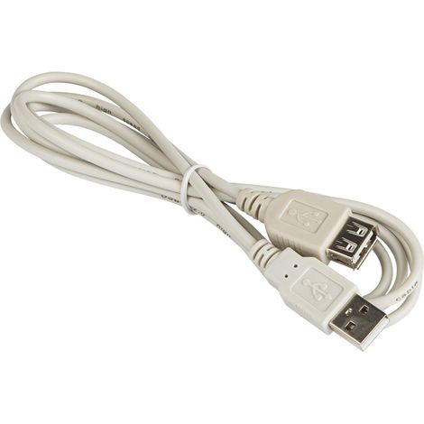 Cable de extensión USB de 1,5 m con enchufe y toma de corriente.