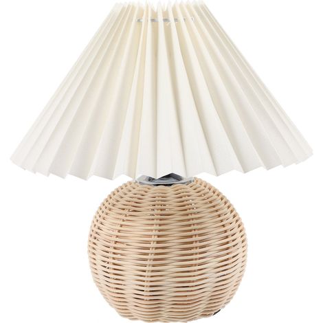 Lámpara de mesa con pantalla plisada, pequeña luz nocturna, lámpara de mesita de noche, lámpara de mesa de dormitorio (1/5)