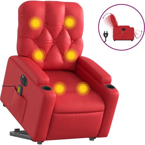 Fauteuil inclinable de massage électrique en similicuir rouge (1/5)