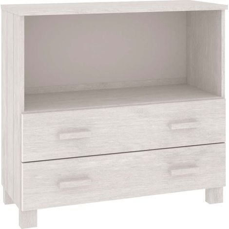 Sideboard/Anrichte/Buffet HAMAR Weiß 85x35x80 cm Massivholz Kiefer LXWW134836 (1/5)