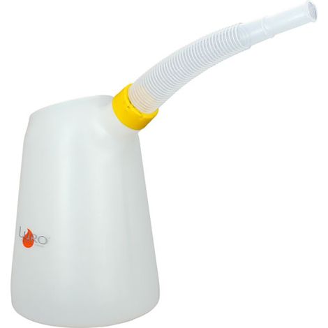 Broc à huile 5L en polyéthylène haute densité – Bec verseur flexible 350 mm – Diamètre entonnoir 165 mm pour distribution précise – Luro (1/2)