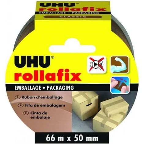 Cinta adhesiva Uhu rollafix 66 m largo 50 mm ancho (1/2)
