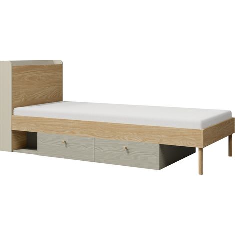 Cama Domcali 113, Gris, Individuales, 90x200, Aglomerado laminado, Somieres, 94x217x93cm