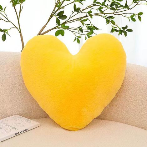 Coussin Forme De Coeur - Rembourrage En Polyester - Pour Décoration Intérieure Sofa Voiture - 30 Cm - Jaune - 1 Pièce (1/5)