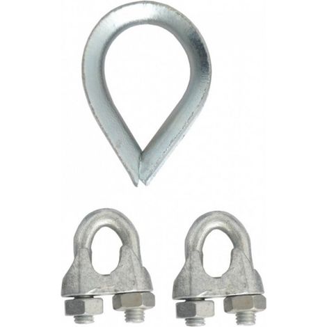 KRATOS SAFETY - Ensemble cosse et 2 serre-câble pour fixation en partie basse