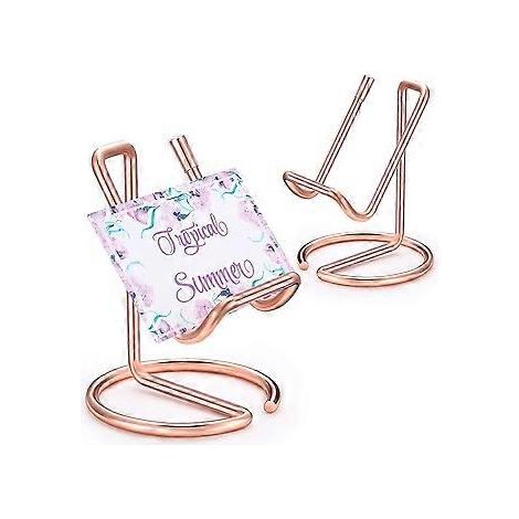 SZTXJ 2er-Pack Visitenkartenhalter aus Metall für Schreibtisch und Handyhalterung, roségold