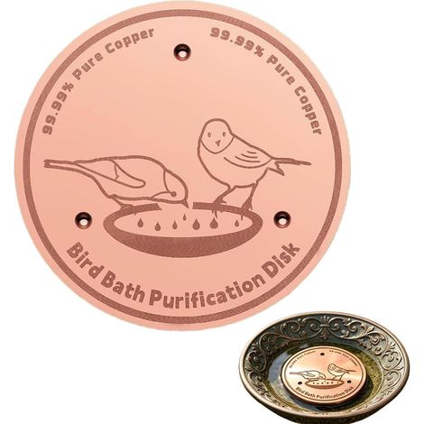 Disque en cuivre pour bain oiseaux d'extérieur Purificatrice d'Eau Disque Nettoyant pour Bain d'Oiseaux avec Support Triple Point Pour Jardin Extérieur Terrasse Pelouse Cour Ferme Fontaine (1/5)