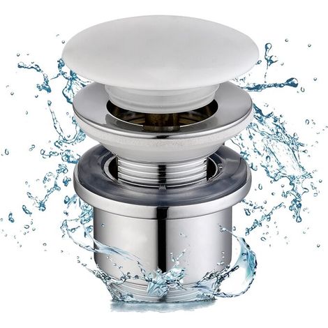 Bonde de Lavabo Bonde Pop-up avec Trop-plein Équipé Panier-filtre Bonde de Vidage en Cuivre Chromé Vanne de Vidange Quick-clac