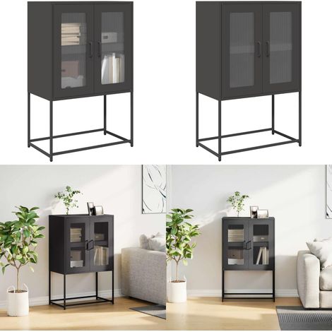 vidaXL Buffet haut noir 68x39x107 cm acier (1/5)