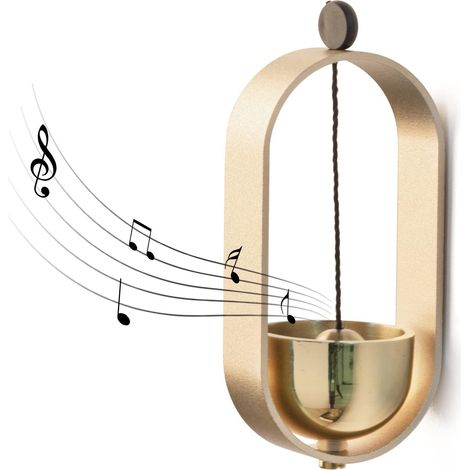 1 Carillon De Porte En Laiton Et Bois, Sonnette Décorative Adhésive Pour Maison Et Magasin (1/5)