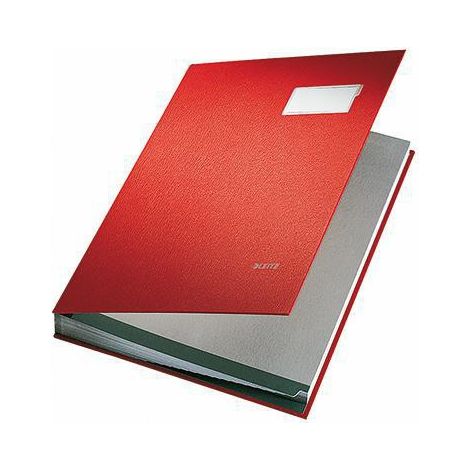 Leitz Unterschriftsmappe 57010025 DIN A4 10 Fächer Graupappe rot (1/3)