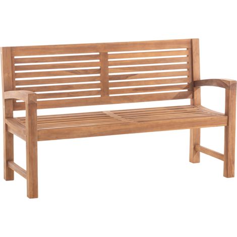 Panca da giardino in teak massello con schienale a doghe e braccioli – 150 cm 100008622