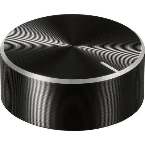 TRU COMPONENTS TC-11696472  Drehknopf mit Knopfmarkierung Schwarz (Ø x H) 25 mm x 10 mm Aluminium, P