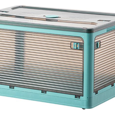 Boîte de rangement Rimier, pour vêtements et couvertures, boîte de rangement pliable en plastique transparent pour armoire, organisateur de jouets et vêtements, marron - Xinqiao Blue, grande taille (1/5)