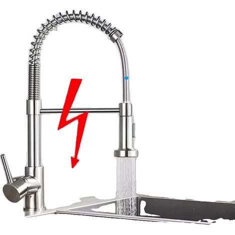 Grifo de cocina de baja presión de agua, de acero inoxidable, giratorio 360 grados. (1/2)