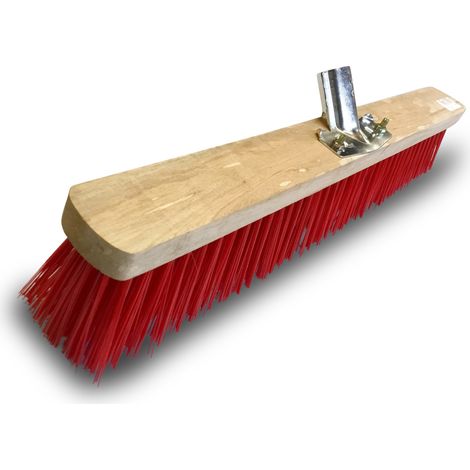 Balai d'atelier type cantonnier  Piste Extérieur  Longueur 60 cm  Garnissage brosse PVC rouge  Semelle bois  Douille métal boulonnée Ø 28 mm  Sans manche  Kibros 2360B