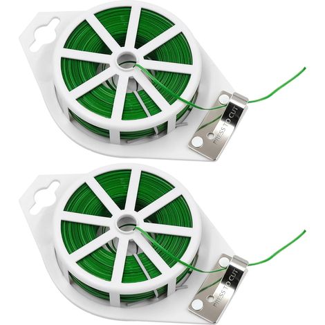 2 Rouleaux de 100m Fil de Jardin Souple avec Coupeur Intégré, Fil de Ligature Vert pour Plantes Grimpantes, Arbustes, Vignes, Support de Jardinage (1/5)