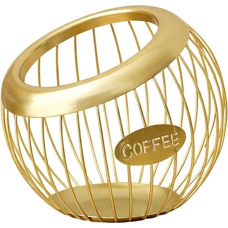 Goldene Küchenaufbewahrungsbox, Edelstahl-Lebensmittelbehälter, Kaffeekapselkorb und andere Snacks