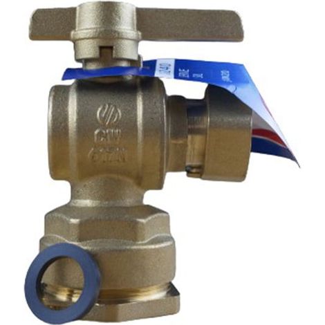 Robinet de compteur équerre ACS - PN 25 DN15 - PEHD Ø32 - Écrou libre 3/4" (20/27) - Arco (1/3)