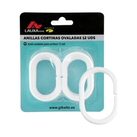Anillas Cortina Ovaladas Lauxa Home, Juego 12 Uds, Blanco O Transparente, 40x60mm (1/5)