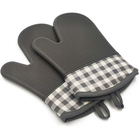 Gants de cuisine en silicone gris , résistants à la chaleur et antidérapants (1/5)