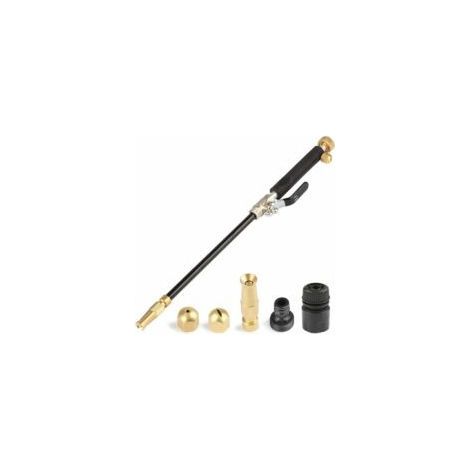 Nettoyeur haute pression Jet, buse de tuyau haute pression, lance de laveuse à pression, extrémité de tuyau d'arrosage extensible, pulvérisateur de nettoyage de vitres (Réglable + noir) (1/5)