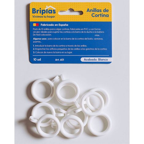 Anneaux pour rideau de douche type universel 10 unités blanc