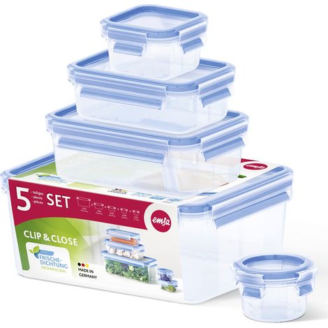Emsa Recipiente per Cibo Rettangolare Scatola Blu Traslucido 5 Pezzi (1/4)