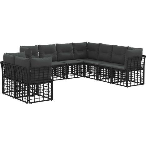 Set di divani da esterno Nero Poliestere vidaXL