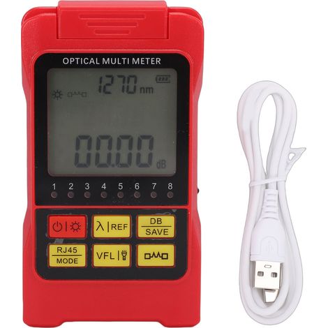 Compteur de puissance optique multi-testeur de fibre optique portable précis 850-1650 nm avec interface universelle de 2,5 mm connecteur SC Li Ion alimenté par batterie rouge (1/5)