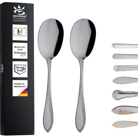 Lot de 2 cuillères à soupe Couverts en acier inoxydable Cuillère de service pour légumes, accompagnements et salades Passe au lave-vaisselle Fabriqué en Allemagne (1/3)