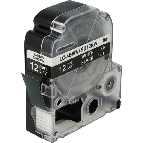 vhbw Label Tape Replacement for KingJim SD12KW for Label Printer 8m x 12 mm, White on Black (1/5)