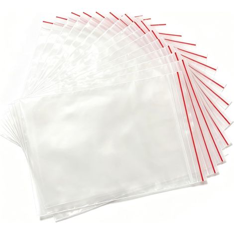 Pack of 100 Resealable Zip Bags 10 x 15 cm – Transparent Thick Plastic Bags for Food Storage, Jewellery and Small Storage – Airtight Plastic Zip Pouch (1/5)