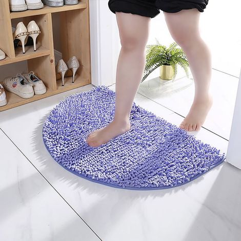 Tapis De Bain - Tapis Absorbant En Chenille Demi-Rond - Non Glissant Avec Dos En Caoutchouc - Pour Salle De Bain, Toilettes, Chambre À Coucher - 40 x 60 cm (1/5)