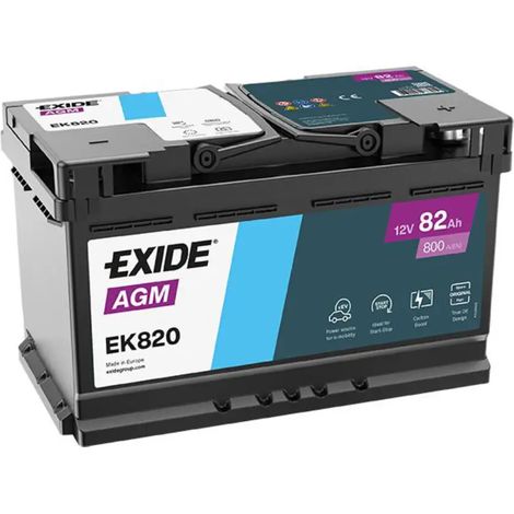 Exide EK820 Batería de Coche AGM 82Ah 800A