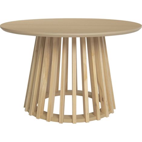 Table à manger effet bois chêne pieds bois de sapin 4 places Ø120cm