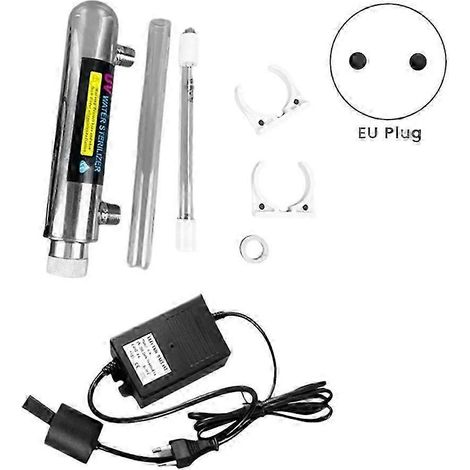 Stérilisateur d'eau UV 16 W en acier inoxydable, lampe à tube ultraviolet, désinfection directe de l'eau potable, purificateur d'aquarium (UE) OPWHBYV (1/4)