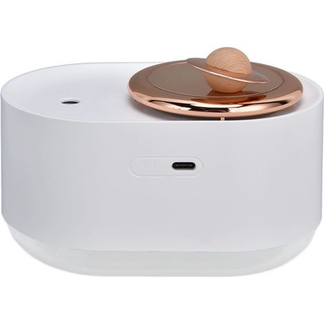 Nébuleuse tournante Humidificateur portable 1200mAh USB rechargeable, veilleuse 2-en-1 atomiseur sans fil silencieux pour bureau chambre à coucher, blanc avec batterie intégrée (1/5)