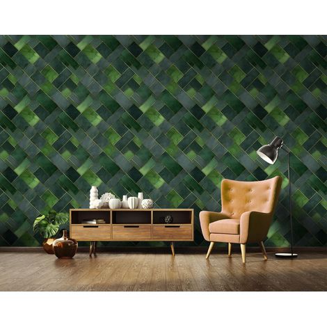 Wallarena Vliestapete Grün Abstrakt, für Wohnzimmer und Schlafzimmer, 10 m x 50 cm – Komplettset inkl. Kleister & Anleitung (1/5)