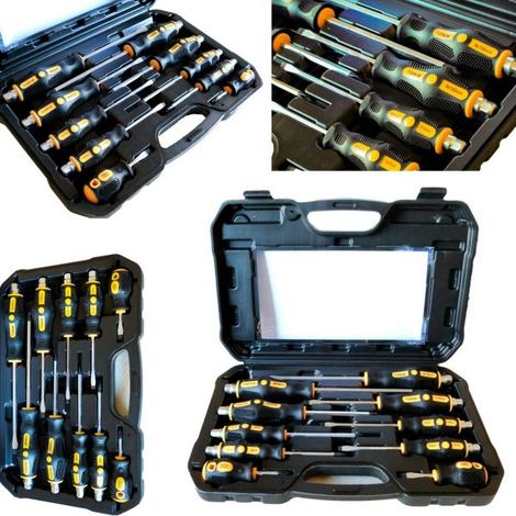 KIT SET 10 CACCIAVITE CROCE E TAGLIO IMPATTO PUNTE MAGNETICHE HOTECHE (1/5)