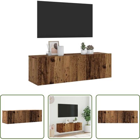 Bois d'ingénierie - Meuble TV mural vieux bois 100x30x30 cm bois d'ingénierie (1/5)