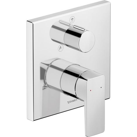 Mitigeur de douche encastré pour 1 consommateur avec robinet inverseur, mitigeur de douche monocommande avec système de mélange céramique, chromé (1/2)