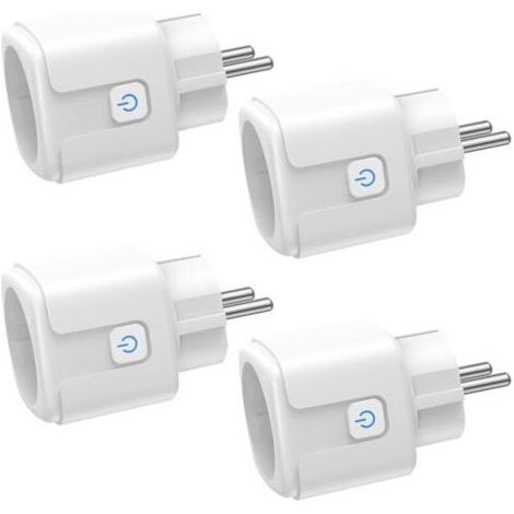 Prise Connectée WiFi, 4 Pièces Prise Intelligente 16A 3680W, Prise WiFi avec Mesure de Consommation Électrique, Contrôle à Distance, Commande Vocale, Compatible avec Alexa & Google - pour la France (1/4)