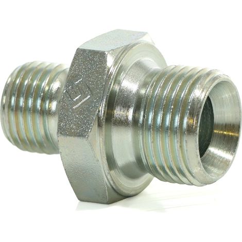 ELMAG HD-Doppelnippel Stahl verzinkt AG 1/4 x AG 3/8, bis 400 bar, mit 60° Universaldichtkegel (1/2)