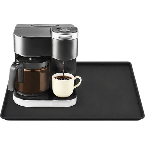 Tapis pour Machine à Café en Silicone avec Rebord,47 x 50CM,Noir (1/5)