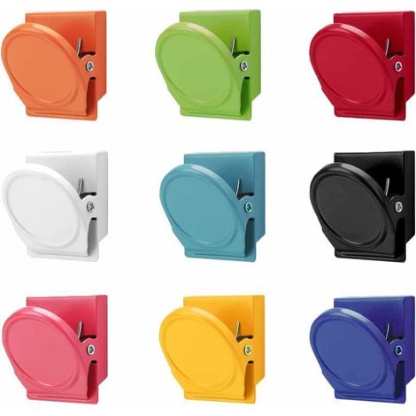 Clips magnétiques pour réfrigérateur 9pcs, aimants puissants pour tableau blanc Clips magnétiques colorés résistant aux rayures pour l'école de bureau à domicile