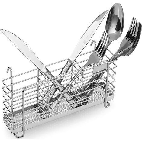 Robuster Abtropfkorb aus Edelstahl 304 mit Haken, 3 separaten Fächern, rostbeständig, kein Bohren erforderlich (1/4)